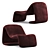 Elegant Mineira Armchair in Velvet 3D model small image 4