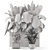 Metal Pot Outdoor Bush Set 3D model small image 6