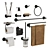 Modern Black Chrome Bathroom Accessories 3D model small image 1
