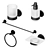 Modern Black Chrome Bathroom Accessories 3D model small image 5