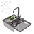 Gerhans Stainless Steel Kitchen Sink 3D model small image 10