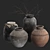 Handcrafted Rustic Vases Set 3D model small image 1