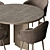 Marble Round Dining Table Set 3D model small image 3