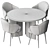 Marble Round Dining Table Set 3D model small image 4