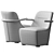 Velvet Fabric Jackson Armchair 3D model small image 6