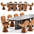 Modern Geometric Table & Chair 3D model small image 3