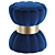 Navy Velvet Ottoman Stool 3D model small image 2