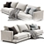 Flexform Long Island Large Sofa 3D model small image 2