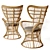 Vintage Rattan High-Back Armchair 3D model small image 1