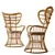 Vintage Rattan High-Back Armchair 3D model small image 3