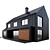 Modern Black Barnhouse with Garage 3D model small image 2