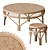 Rattan Coffee Table Set 3D model small image 1