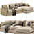 Light Modular Chaise Sofa Set 3D model small image 2