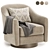 Chic Swivel Armchair in Fabric 3D model small image 1