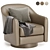 Chic Swivel Armchair in Fabric 3D model small image 2
