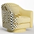 Chic Swivel Armchair in Fabric 3D model small image 5