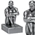 Muscle Man Seating Statue - Gold/Silver/Bronze 3D model small image 2