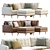 Isaac Modern Leather Sectional Set 3D model small image 3