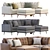 Isaac Modern Leather Sectional Set 3D model small image 4