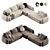  6-Seater Modern Velvet Corner Sofa 3D model small image 2