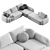  6-Seater Modern Velvet Corner Sofa 3D model small image 3