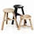Modern Wooden Stool Set Varieties 3D model small image 1