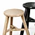 Modern Wooden Stool Set Varieties 3D model small image 2