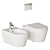 Designer Wall-Hung Toilet & Bidet 3D model small image 1