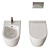 Designer Wall-Hung Toilet & Bidet 3D model small image 3