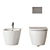 Designer Wall-Hung Toilet & Bidet 3D model small image 4