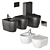 Moon Ceramic Bathroom Set 3D model small image 1