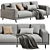 Stylish Arflex Frame Two-Seater Sofa 3D model small image 1