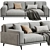 Stylish Arflex Frame Two-Seater Sofa 3D model small image 2