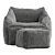 Morgan Charcoal Lounge Chair: Premium Corduroy 3D model small image 2