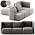 Saba Italia GALA 3-Piece Fabric Sofa 3D model small image 1