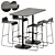 Modern Garden Set: High Table & Stool 3D model small image 1