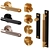 GOTHAM Brass Door Handle Set 3D model small image 3