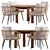 Modern 3-Piece Rattan Dining Set 3D model small image 1