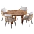 Modern 3-Piece Rattan Dining Set 3D model small image 2