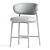 Curved Linen Backrest Stools 3D model small image 3