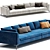 Contemporary Blue Love Seat Sofa 3D model small image 2