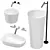 FALPER HANDMADE Basin Set: 3 Size Options & Faucets 3D model small image 1