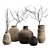 Rustic Handcrafted Vases with Twigs 3D model small image 1