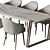 Elegant White Gold Dining Table 3D model small image 4