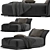 Sleek Armless Fabric Chaise Lounge 3D model small image 1