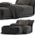 Sleek Armless Fabric Chaise Lounge 3D model small image 2