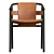 Modern Wood and Leather Chair 3D model small image 2