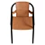 Modern Wood and Leather Chair 3D model small image 3