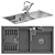 Rectangular Sink with Drainer Basket 3D model small image 4