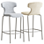 Elegant Leather Stool with Back 3D model small image 2